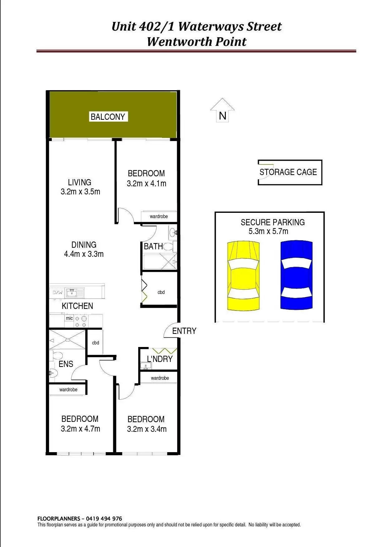 402/1 Waterways Street, Wentworth Point Leased by Chidiac Realty - floorplan