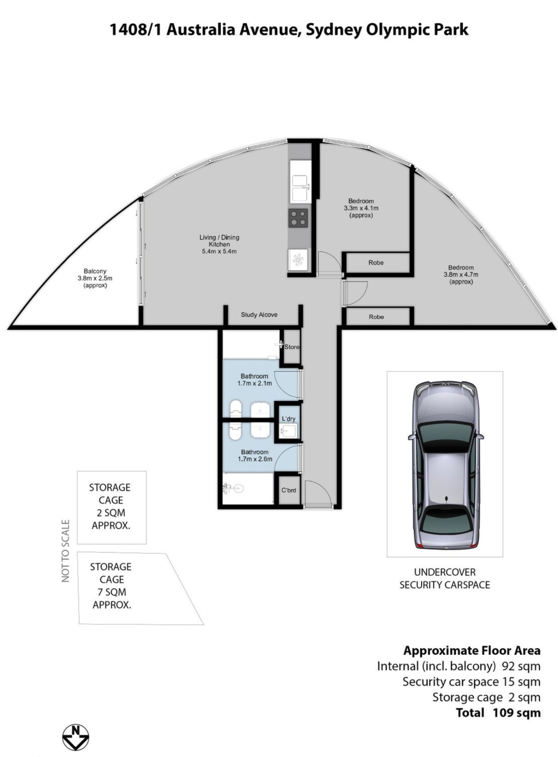 1408/1 Australia Avenue, Sydney Olympic Park Leased by Chidiac Realty - floorplan