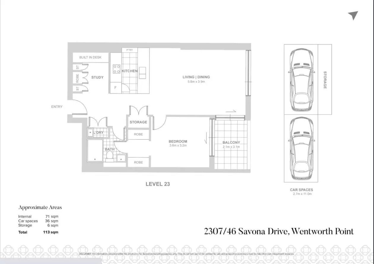 2307/46 Savona Drive, Wentworth Point Leased by Chidiac Realty - floorplan