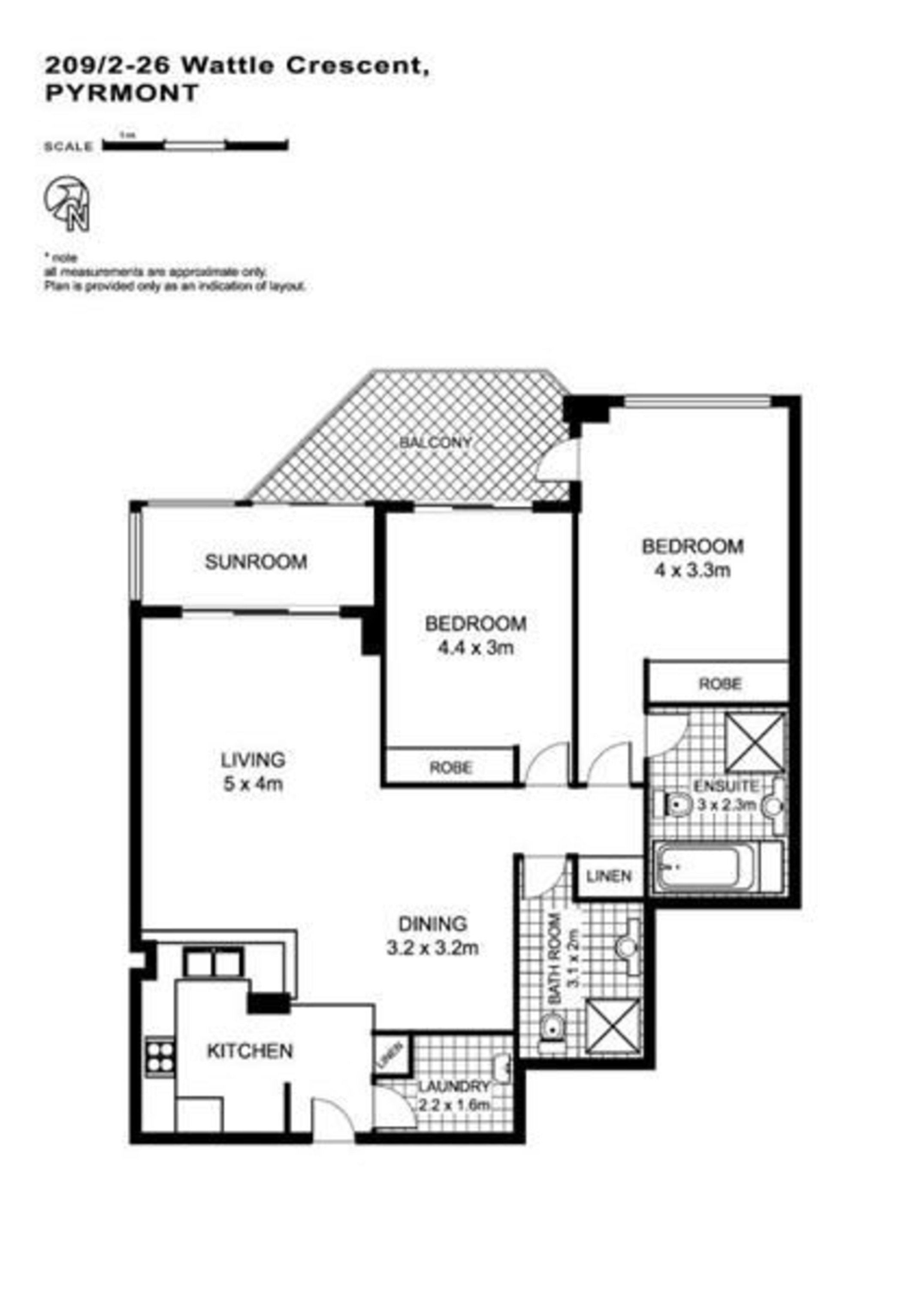 209/2-26 Wattle Crescent, Pyrmont Leased by Chidiac Realty - floorplan