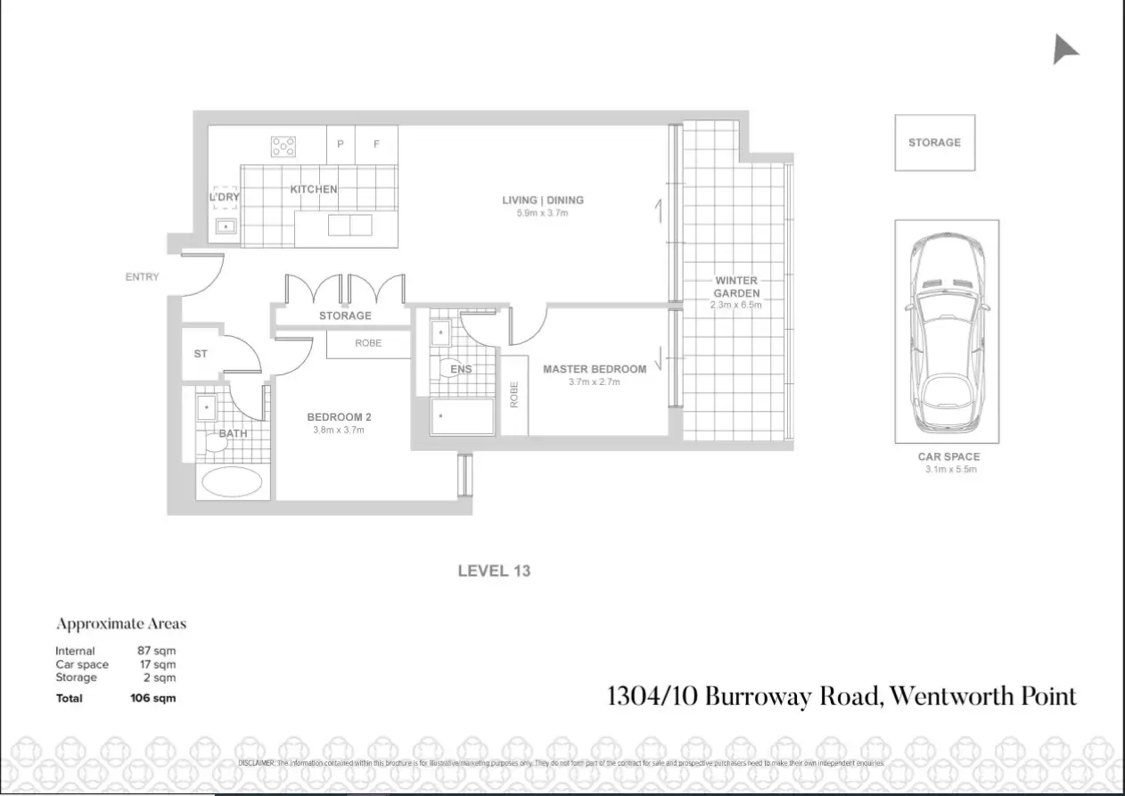 1304/10 Burroway Road, Wentworth Point Leased by Chidiac Realty - floorplan