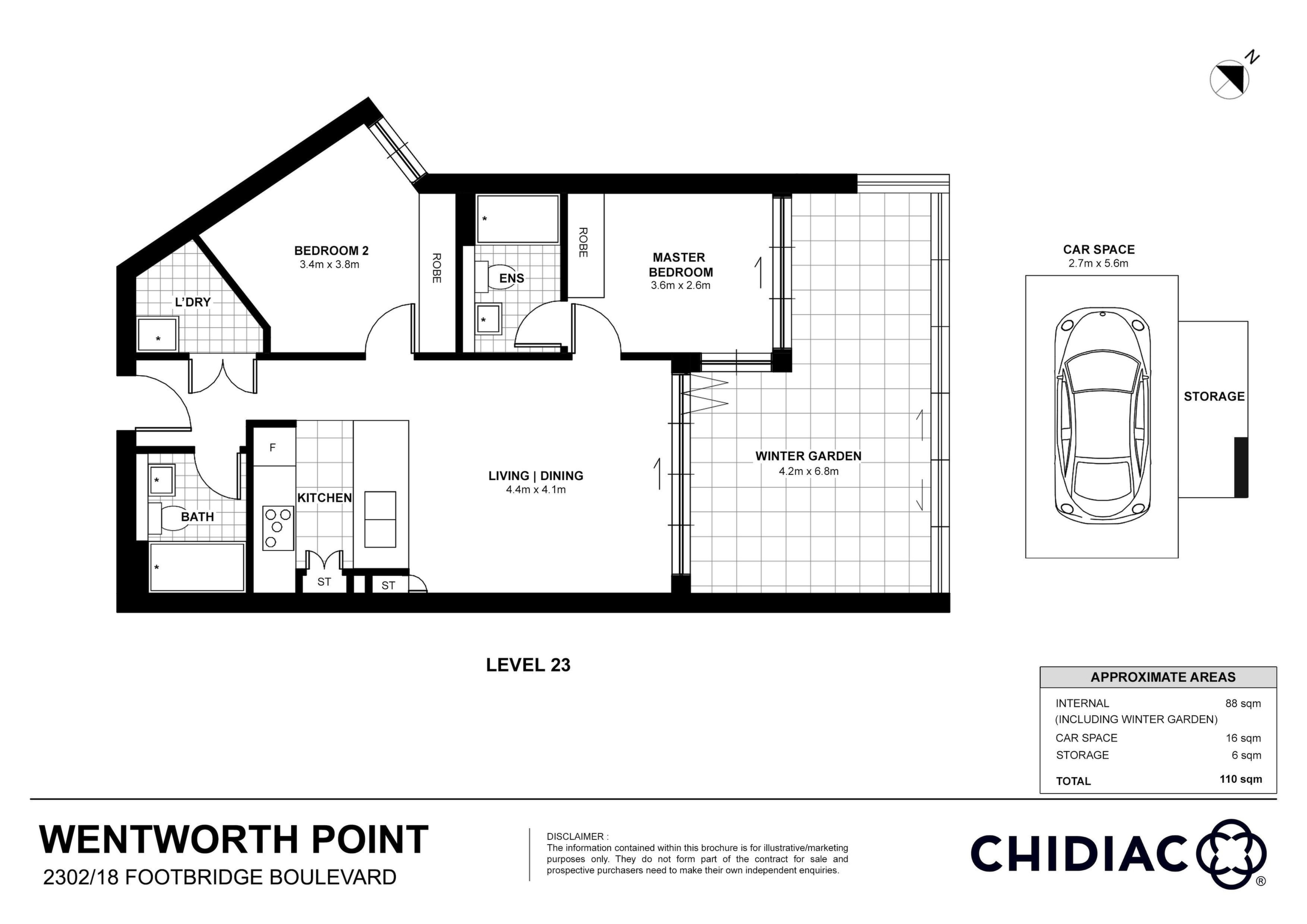 2302/18 Footbridge Boulevard, Wentworth Point Sold by Chidiac Realty - floorplan