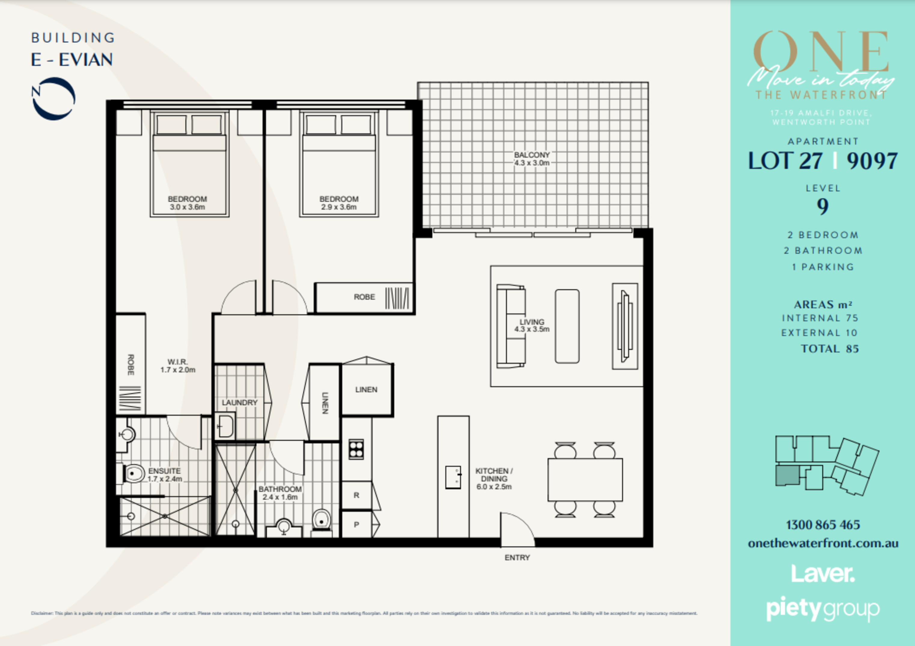 E9097/17 Amalfi Drive, Wentworth Point Leased by Chidiac Realty - floorplan