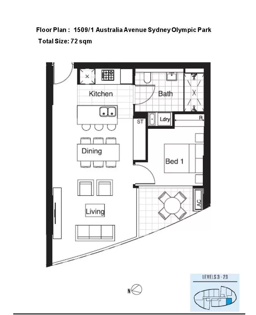 1509/1 Australia Avenue, Sydney Olympic Park Leased by Chidiac Realty - floorplan