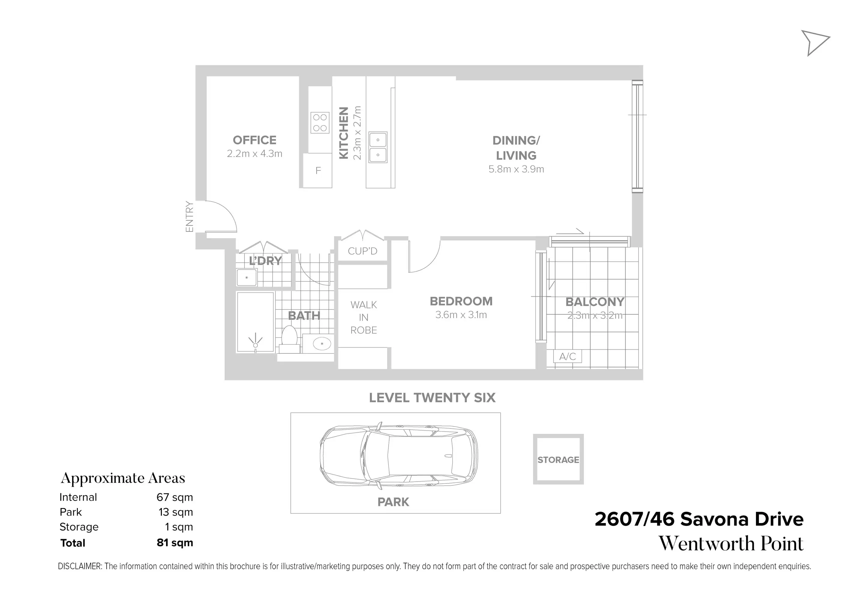 2607/46 Savona Drive, Wentworth Point Sold by Chidiac Realty - floorplan