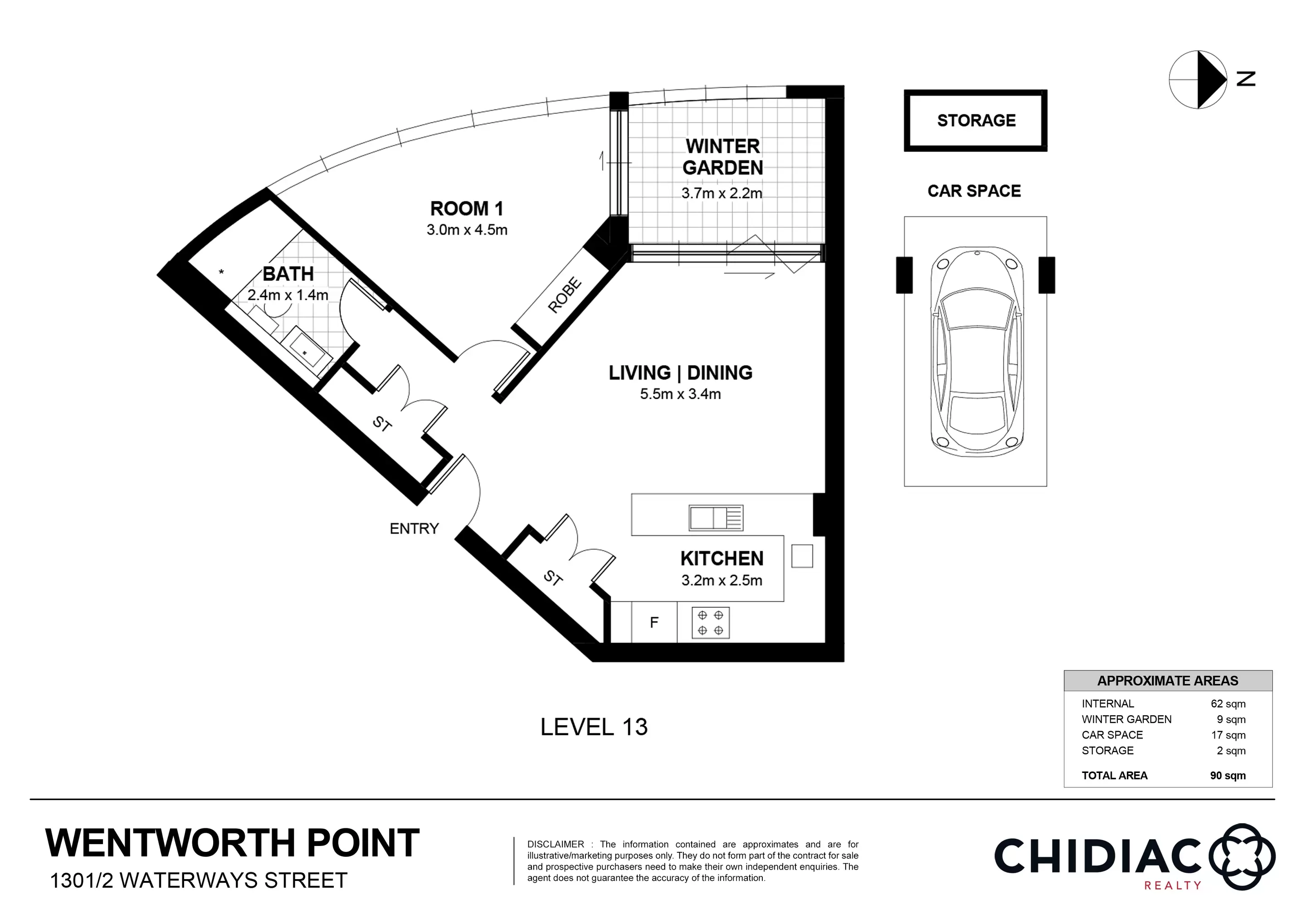 1301/2 Waterways Street, Wentworth Point Leased by Chidiac Realty - floorplan