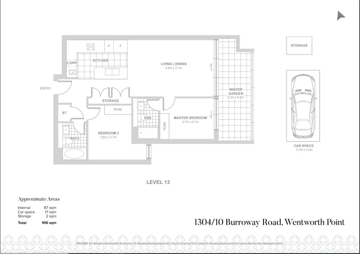 1304/10 Burroway Road, Wentworth Point For Lease by Chidiac Realty - floorplan