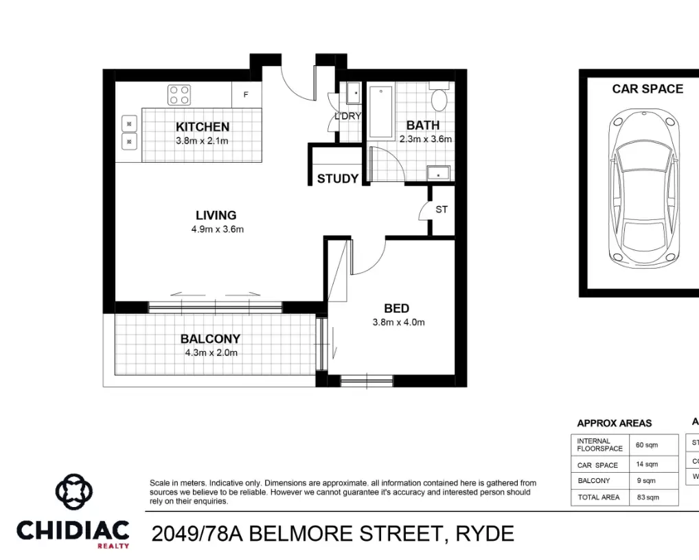 2049/78A Belmore Street, Ryde Leased by Chidiac Realty - floorplan