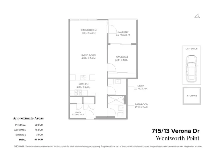 715/13 Verona Drive, Wentworth Point Leased by Chidiac Realty - floorplan