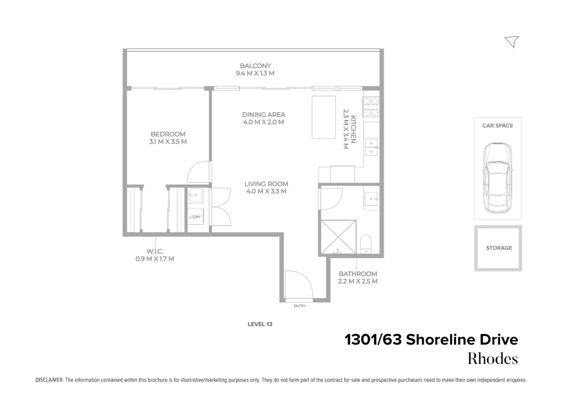 1301/63 Shoreline Drive, Rhodes Leased by Chidiac Realty - floorplan