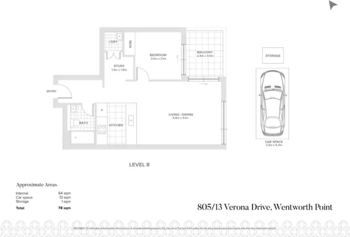 805/13 Verona Drive, Wentworth Point Leased by Chidiac Realty - floorplan