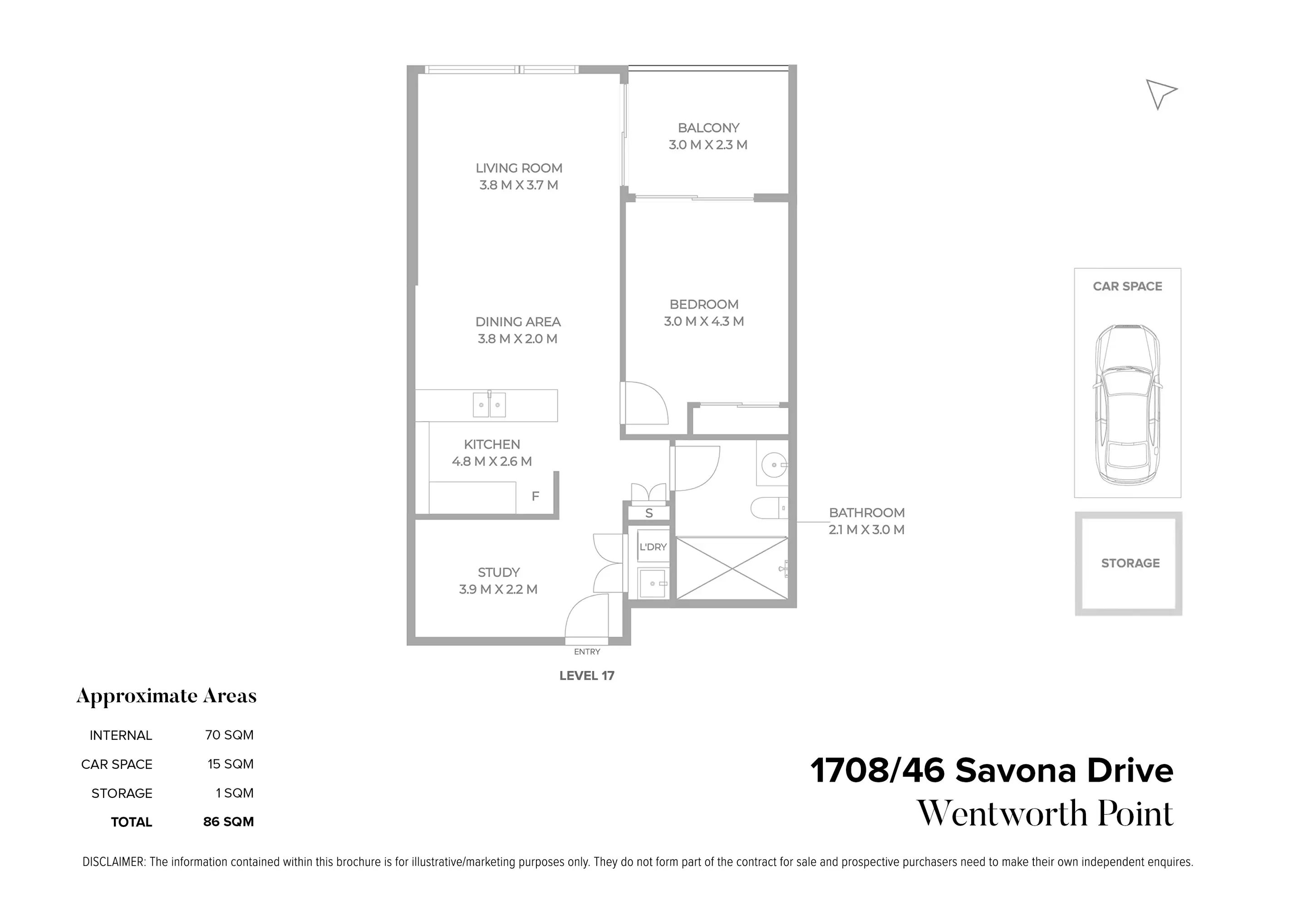 1708/46 Savona Drive, Wentworth Point For Sale by Chidiac Realty - floorplan