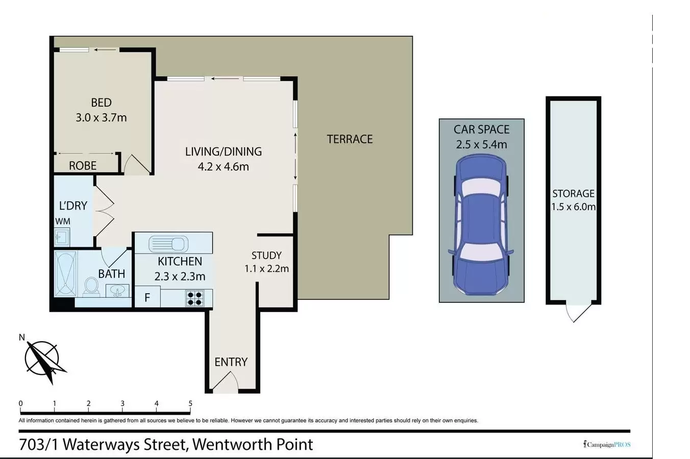703/1 Waterways Street, Wentworth Point Leased by Chidiac Realty - floorplan