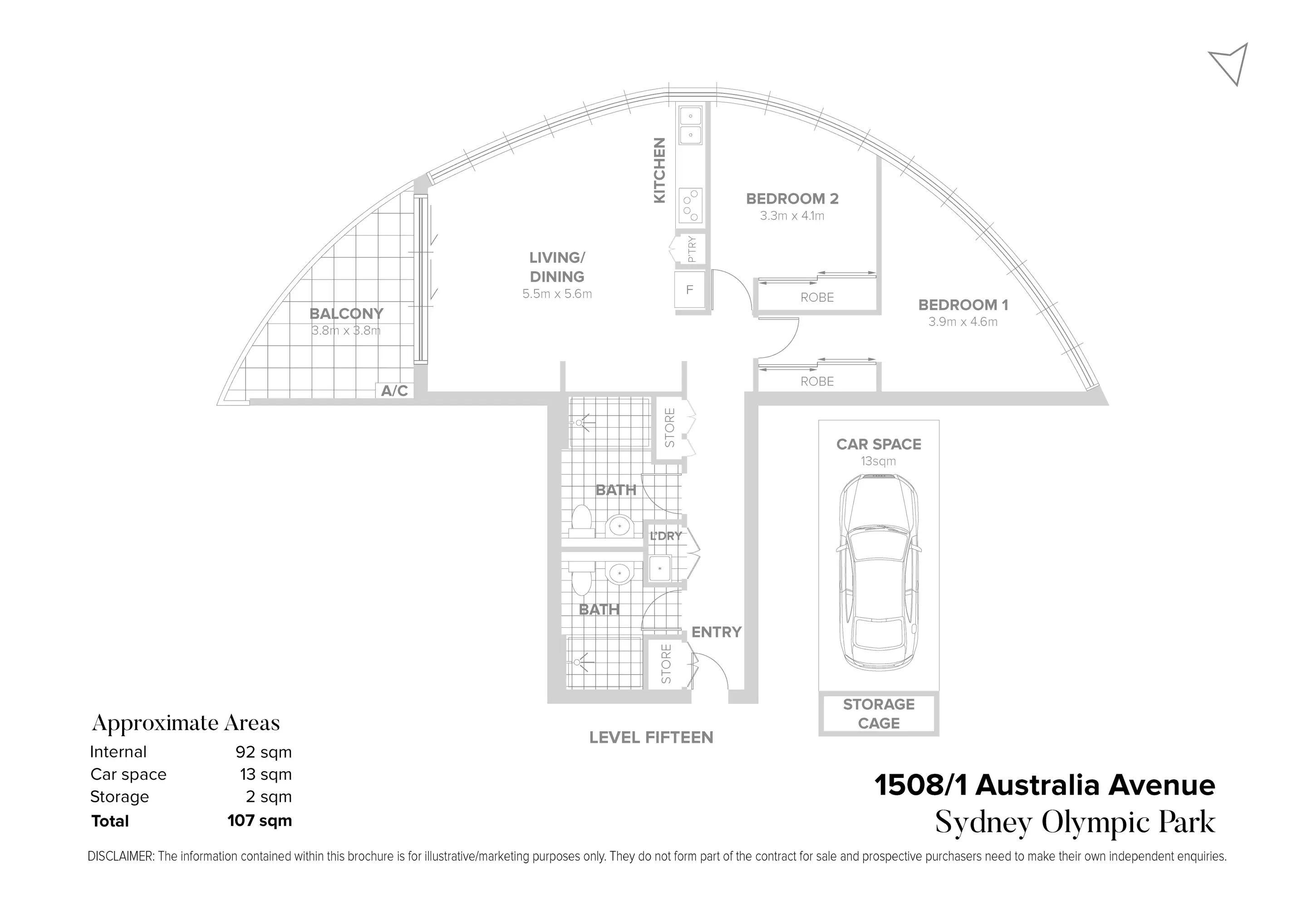 1508/1 Australia Avenue, Sydney Olympic Park Leased by Chidiac Realty - floorplan